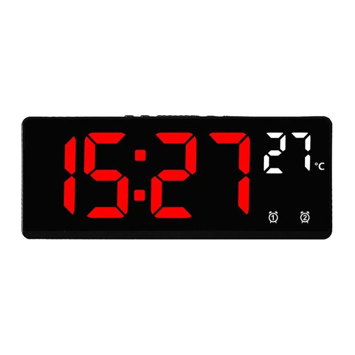 Digitaler Spiegel Wecker mit Sprachsteuerung von Happy NieNie 2022 in Schwarz, LED Tischuhr mit Temperaturanzeige, Datum und Nachtmodus aus Acrylic, B/T/H: 17,4 x 6,8 x 2,3 cm - Bild 1