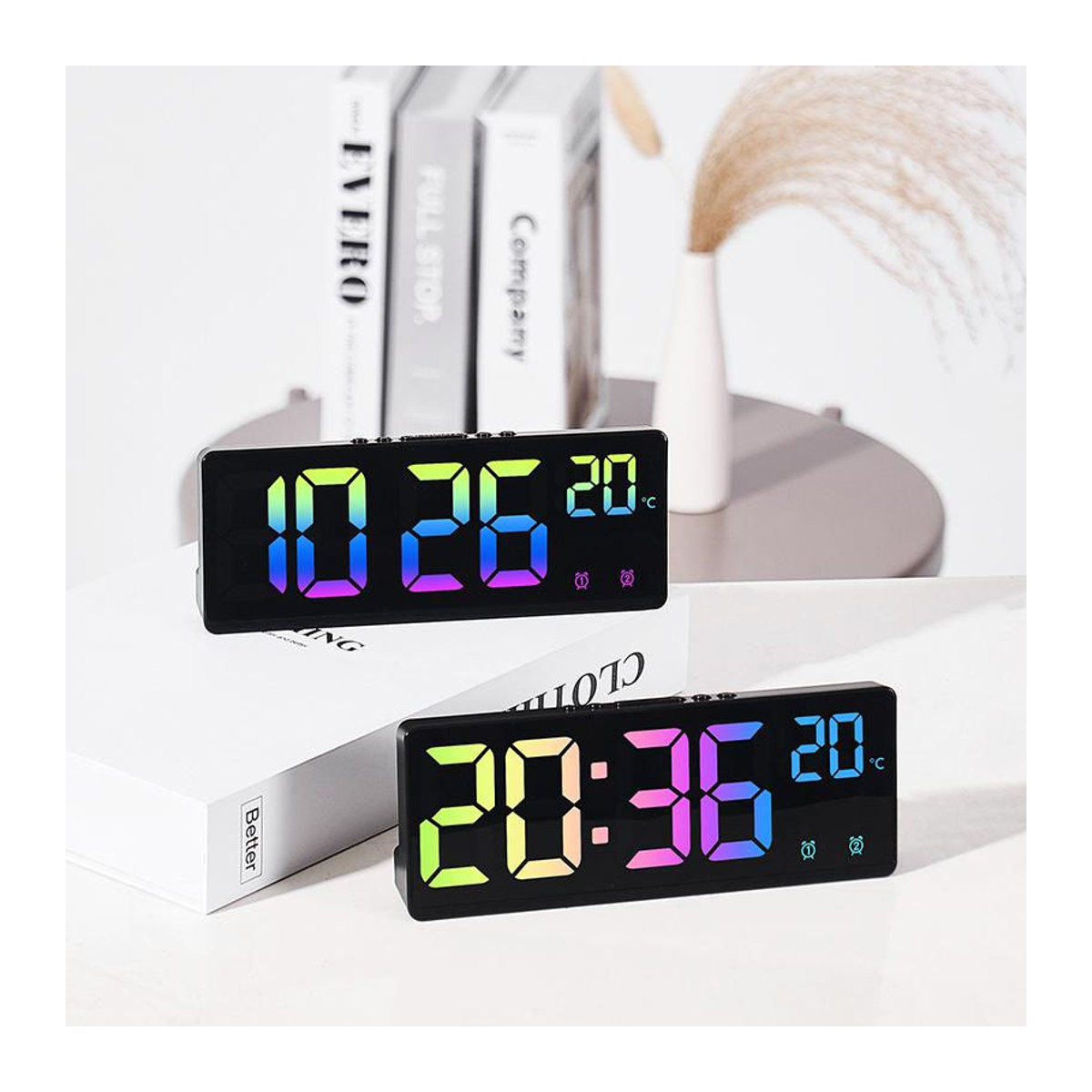 Digitaler Spiegel Wecker mit Sprachsteuerung von Happy NieNie 2022 in Schwarz, LED Tischuhr mit Temperaturanzeige, Datum und Nachtmodus aus Acrylic, B/T/H: 17,4 x 6,8 x 2,3 cm - Bild 13