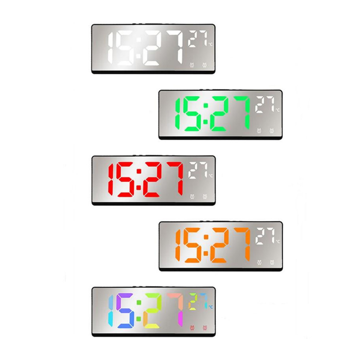 Digitaler Spiegel Wecker mit Sprachsteuerung von Happy NieNie 2022 in Schwarz, LED Tischuhr mit Temperaturanzeige, Datum und Nachtmodus aus Acrylic, B/T/H: 17,4 x 6,8 x 2,3 cm - Bild 2