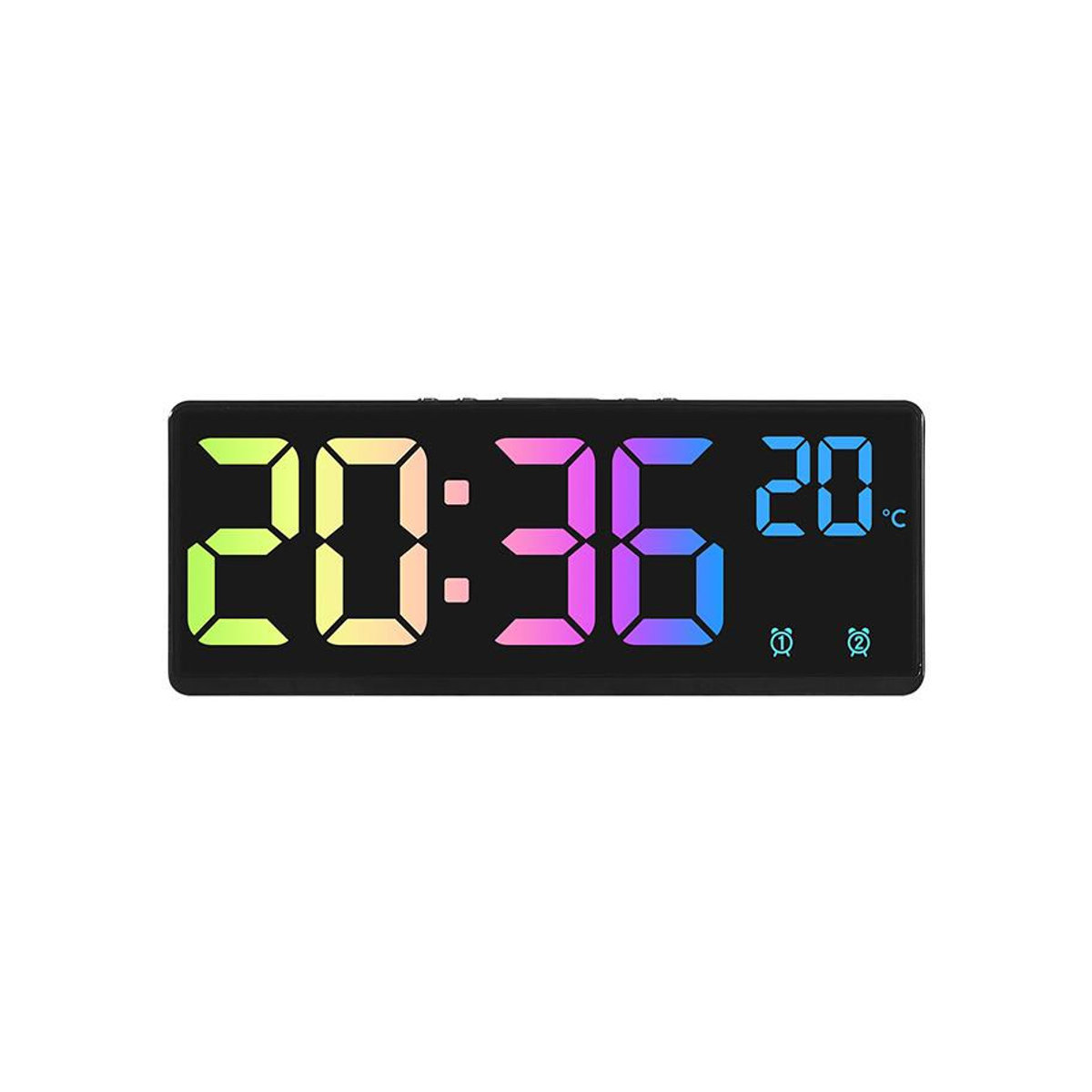 Digitaler Spiegel Wecker mit Sprachsteuerung von Happy NieNie 2022 in Schwarz, LED Tischuhr mit Temperaturanzeige, Datum und Nachtmodus aus Acrylic, B/T/H: 17,4 x 6,8 x 2,3 cm - Bild 9