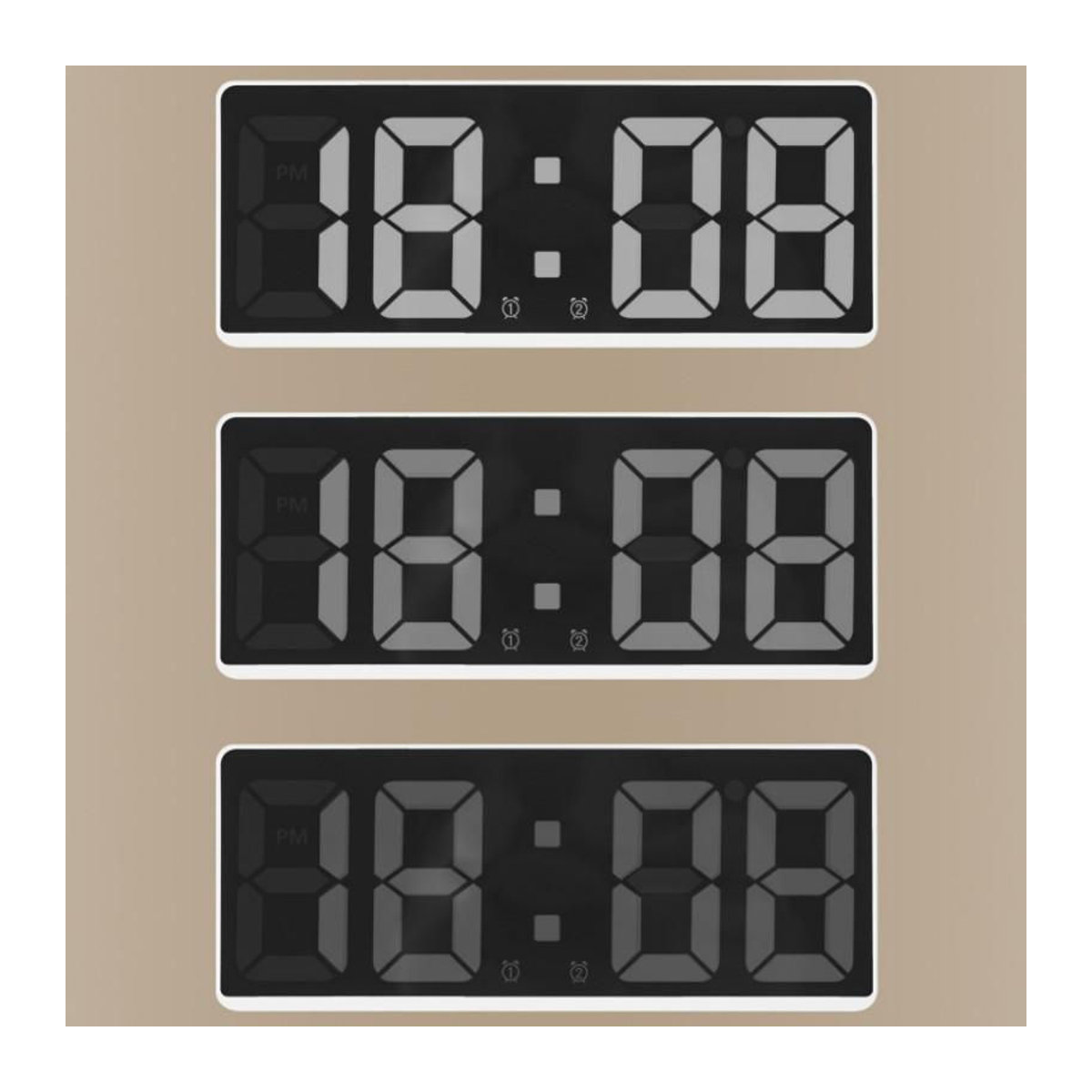 Digitaler Wecker Happy NieNie 2022 mit Sprachsteuerung und Thermometer, LED-Tischuhr mit Datumsanzeige und Beleuchtung, Schwarz/Rot/Weiß, B/H/T: 15,5 x 6,2 x 6,2 cm - Bild 13
