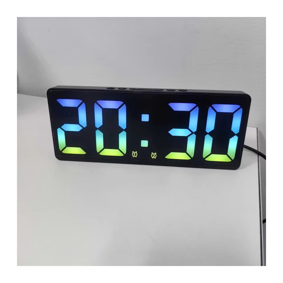 Digitaler Wecker mit Sprachsteuerung und Temperaturanzeige, LED-Tischuhr in Schwarz mit Nachtmodus und Snooze-Funktion - Bild 2