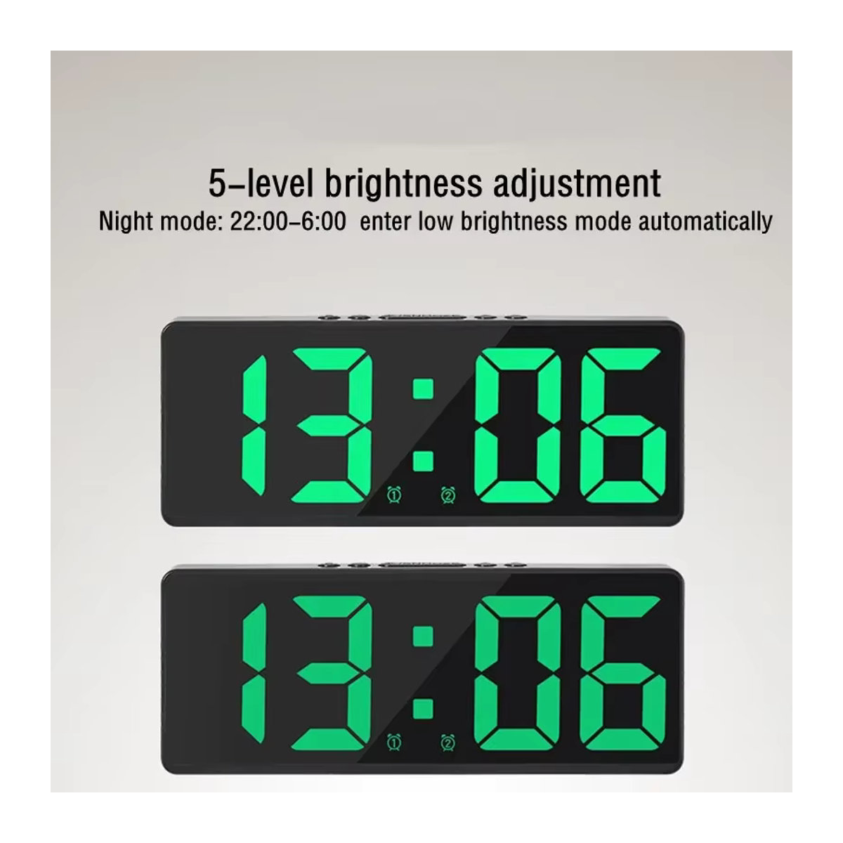 Digitaler Wecker mit Sprachsteuerung und Temperaturanzeige, LED-Tischuhr in Schwarz mit Nachtmodus und Snooze-Funktion - Bild 3