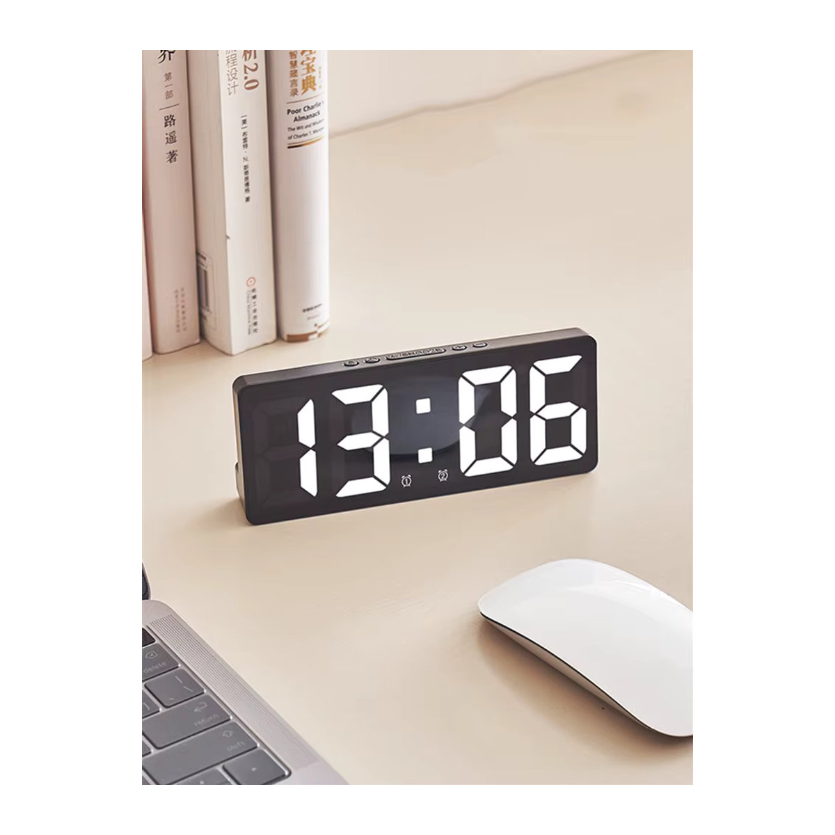 Digitaler Wecker mit Sprachsteuerung und Temperaturanzeige, LED-Tischuhr in Schwarz mit Nachtmodus und Snooze-Funktion - Bild 5