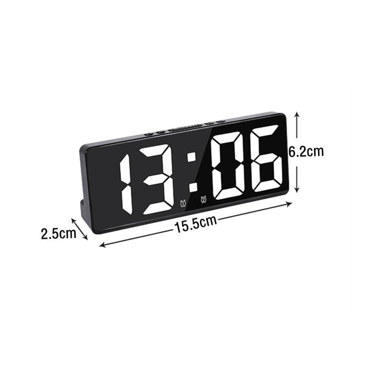 Digitaler Wecker mit Sprachsteuerung und Thermometer von Happy NieNie 2022, LED-Tischuhr mit Datumsanzeige und Schlummerfunktion, Farbe: Grün/Schwarz/Weiß, B/T/H: 15,5 x 6,2 x 6,2 cm - Bild 6