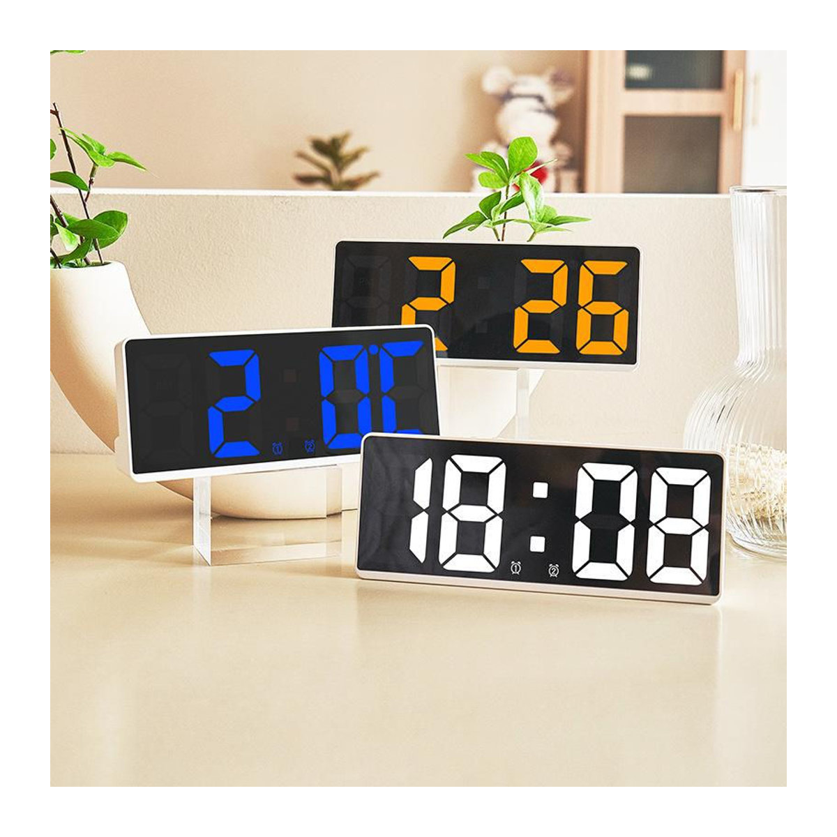 Digitaler Wecker mit Sprachsteuerung und Thermometer von Happy NieNie 2022, LED-Tischuhr mit Datumsanzeige und Schlummerfunktion, Farbe: Grün/Schwarz/Weiß, B/T/H: 15,5 x 6,2 x 6,2 cm - Bild 7