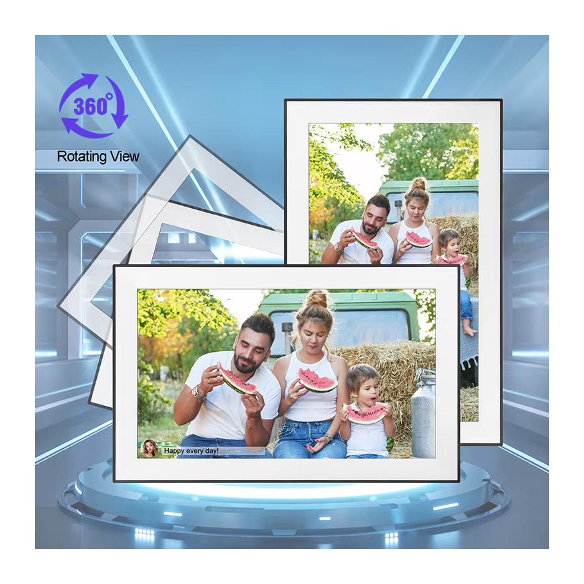 Digitaler WLAN-Fotorahmen von bgift mit 15,6 Zoll Touchscreen, 32 GB internem Speicher, 1920 x 1080 Auflösung, Weiß, B: 38 cm, T: 23 cm - Bild 6