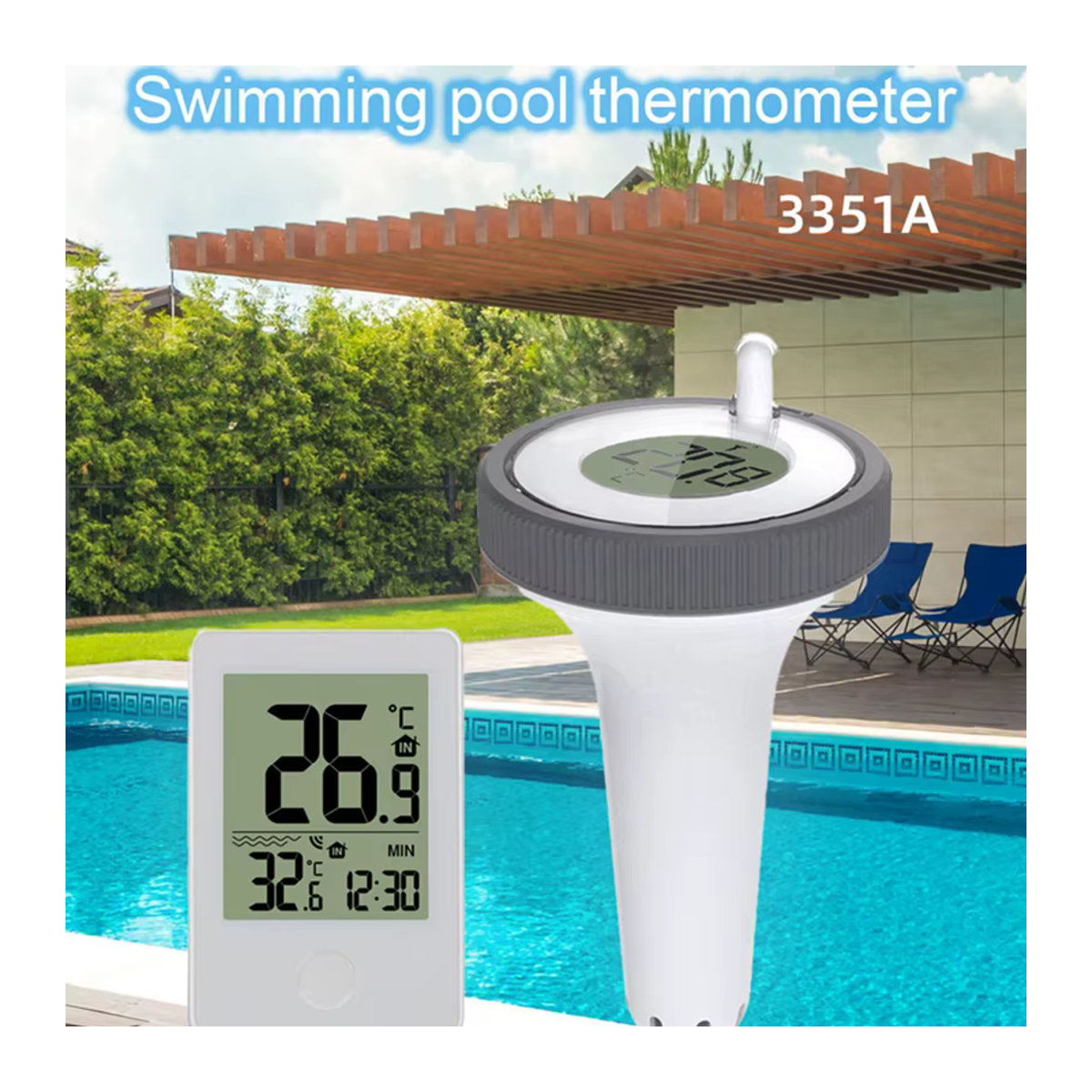 Digitales schwimmendes Pool-Thermometer von easyover mit LCD-Anzeige und Fernbedienung für Pool, Spa, Badewanne und Aquarium zur Überwachung der Innen- und Außentemperatur - Bild 2