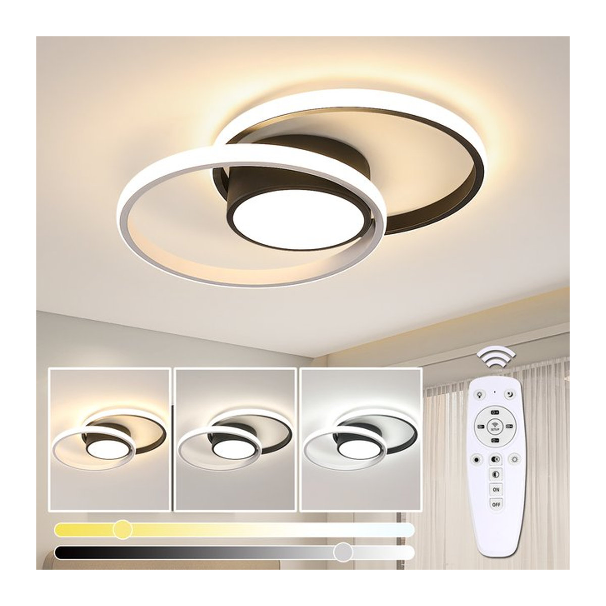 Dimmbare LED-Deckenleuchte in Weiß mit Fernbedienung, moderner Kronleuchter mit 40W für dein Schlafzimmer - Bild 1