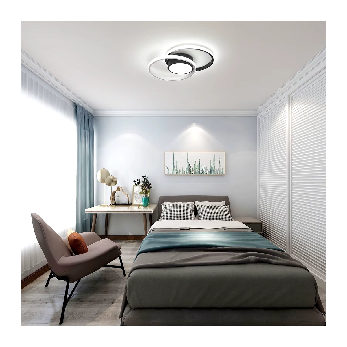 Dimmbare LED-Deckenleuchte in Weiß mit Fernbedienung, moderner Kronleuchter mit 40W für dein Schlafzimmer - Bild 2
