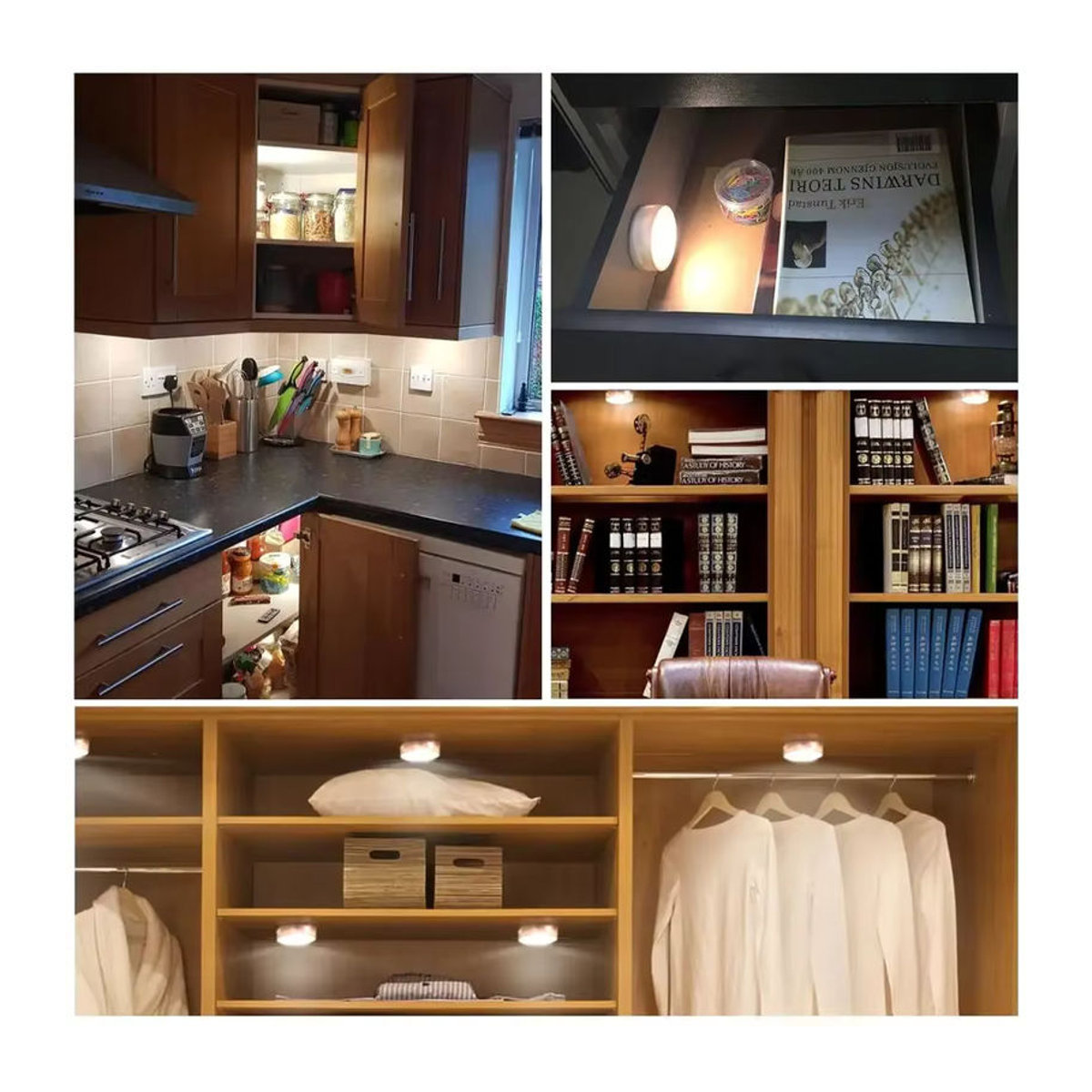 Dimmbare LED-Puck-Leuchte in Weiß als kabellose Möbelbeleuchtung mit Fernbedienung für Küchenschrank und Kleiderschrank - Bild 5