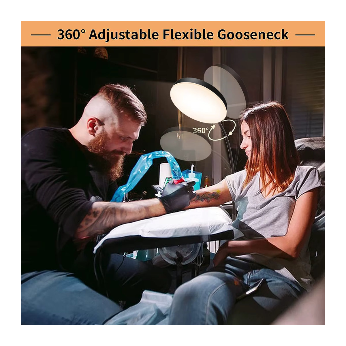 Dimmbare LED-Stehlampe von AMARYLLIS in Schwarz mit flexiblem Schwanenhals und minimalistischem Metall-Design als Leseleuchte für Innenräume - Bild 5