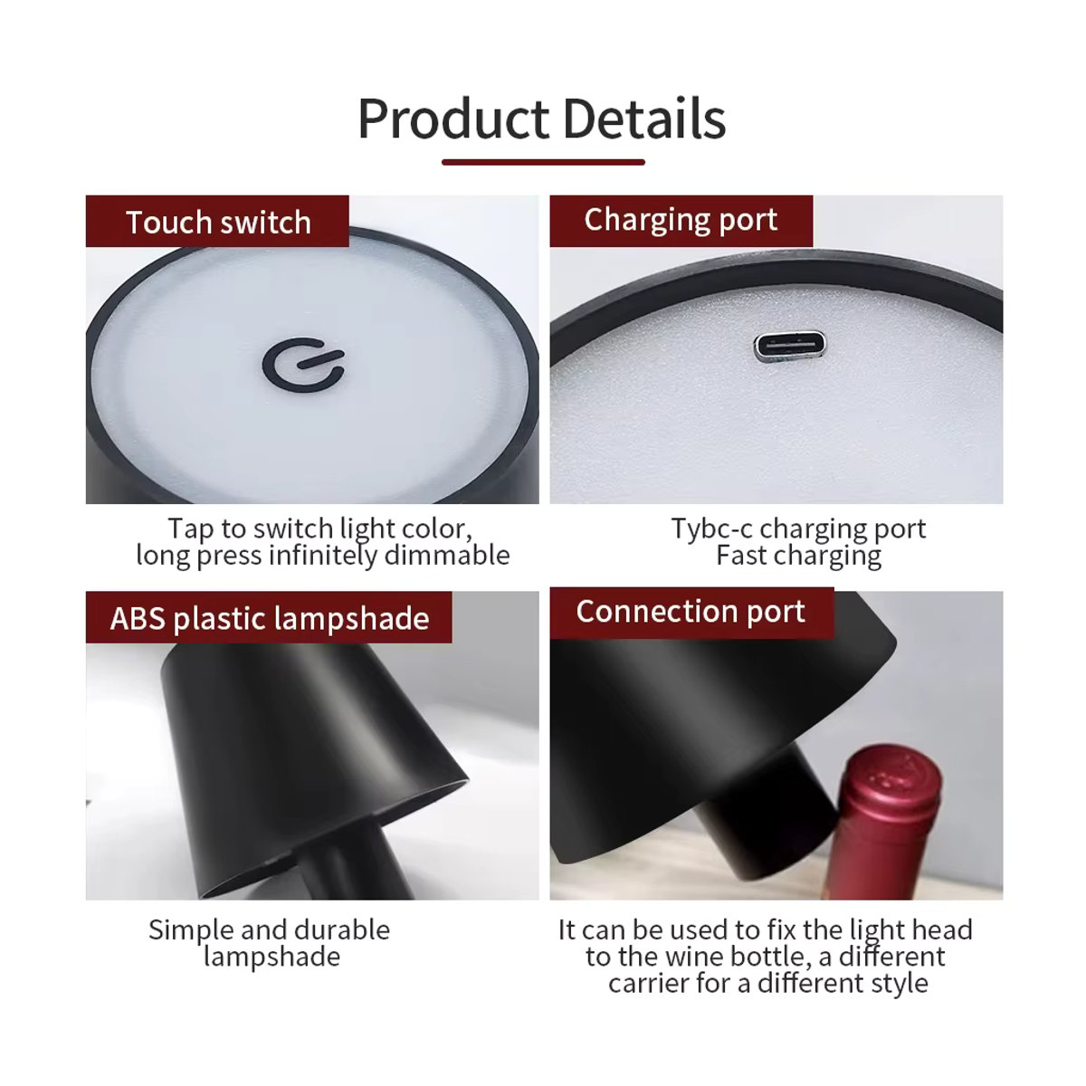 Dimmbare LED-Tischlampe von YzzYzz mit Touch-Sensor und 3 Lichtfarben für Wohnzimmer, Schlafzimmer und Dekoration - Bild 3