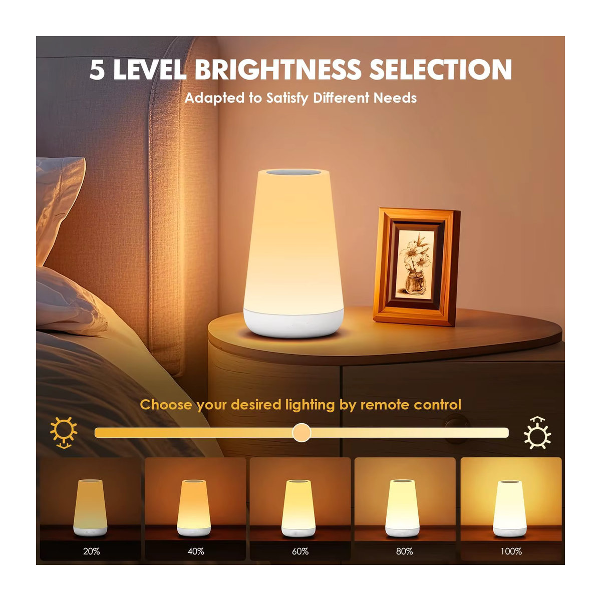 Dimmbares LED-Nachtlicht von DBF mit 13 Farbwechseln, Touch-Steuerung und Fernbedienung, USB-betrieben, ideal als Nachttischlampe für Schlafzimmer, Camping und Dekoration - Bild 3