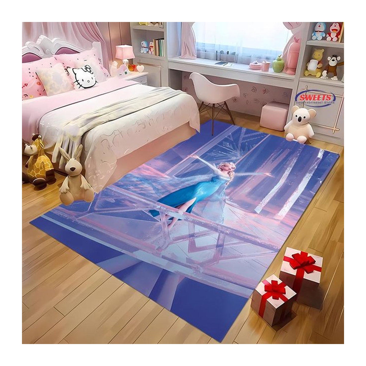 Disney Die Eiskönigin Elsa und Anna 3D HD Druck Teppich in Blau, B/T: 70 x 100 cm - Bild 1