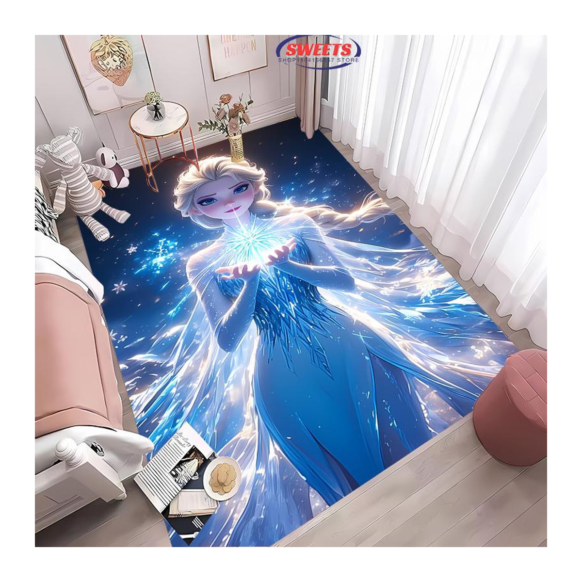 Disney Die Eiskönigin Elsa und Anna 3D HD Druck Teppich in Blau, B/T: 70 x 100 cm - Bild 2