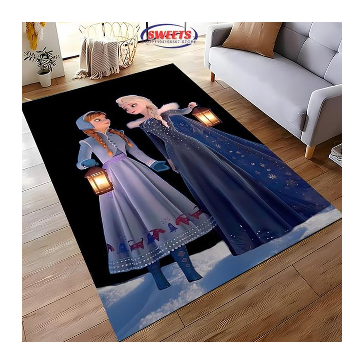 Disney Die Eiskönigin Elsa und Anna 3D HD Druck Teppich Rutschfest für Wohnzimmer und Kinderzimmer B/B: 70 x 100 cm - Bild 1