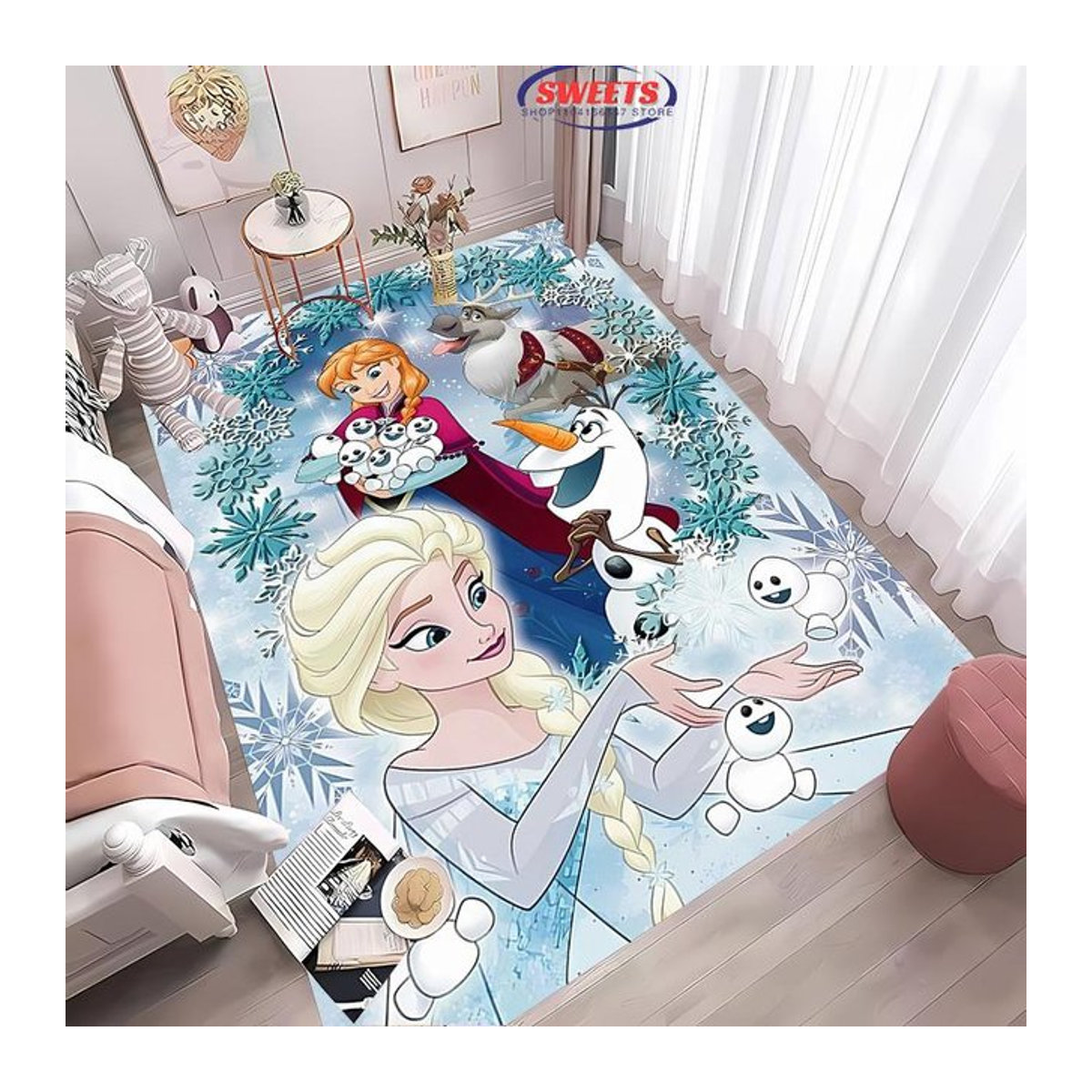 Disney Frozen Elsa Magischer Eis Teppich für das Kinderzimmer in Blau, B/B/H: 40 x 60 cm - Bild 1
