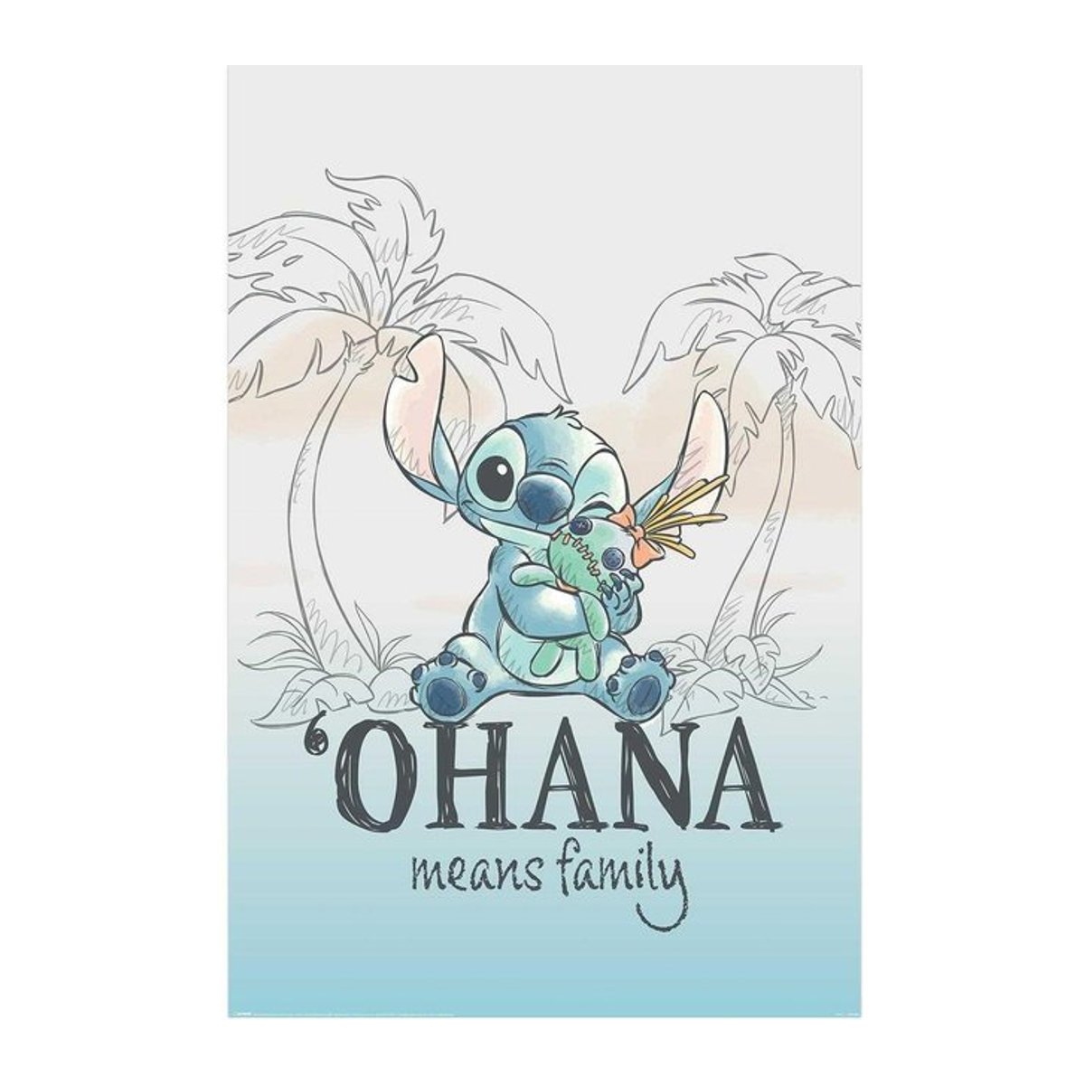 Disney Lilo & Stitch Ohana bedeutet Familie Maxi Poster in Schwarz/Blau, Breite: 91,5 cm - Bild 1