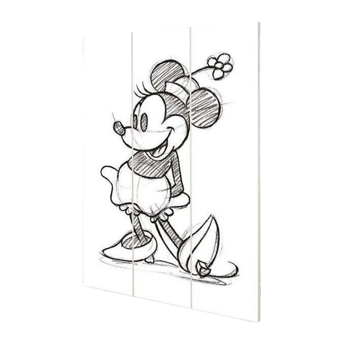 Disney Minnie Maus Skizze Holzdruck B: 29,5 cm, H: 20,0 cm, T: 20,0 cm - Bild 1