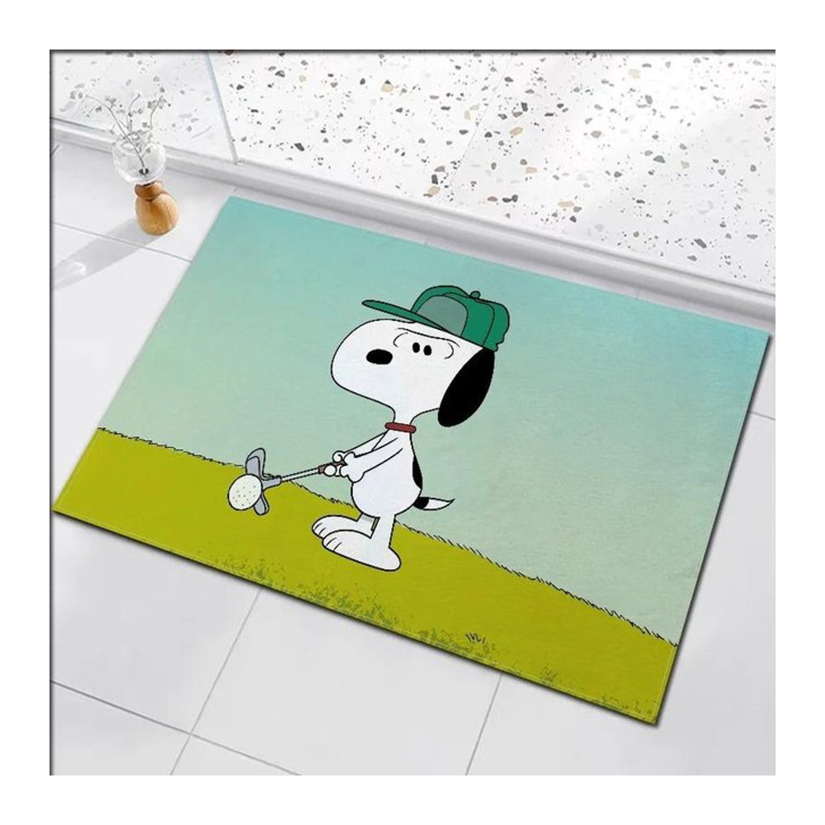 Disney Snoopy Fußmatte Rutschfest und Waschbar für Kinderzimmer, Badezimmer oder Küche, B/T: 60 x 40 cm - Bild 1