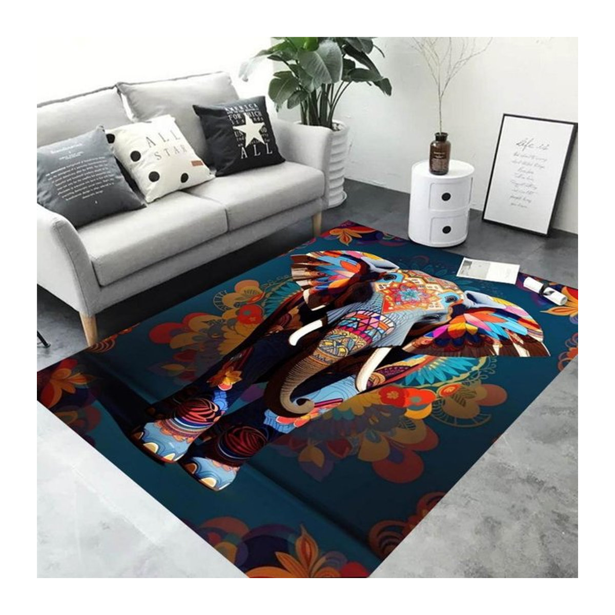 Disney Teppich im thailändischen Stil mit Elefanten-Design, Dekorative Matte für Zuhause oder Büro, Breite: 80 cm, Tiefe: 50 cm - Bild 1