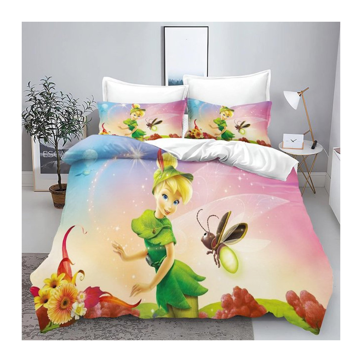 Disney Tinkerbell Anime Bettwäsche-Set aus 100% Polyester, 3-teilig, Bettbezug B: 150 cm, H: 200 cm - Bild 1