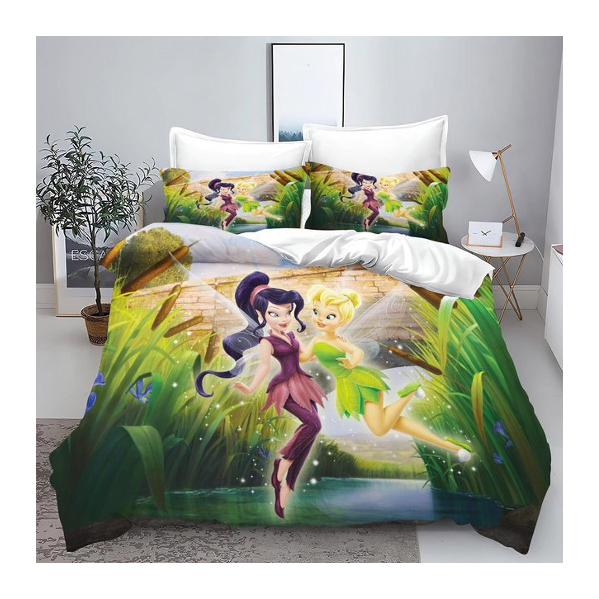 Disney Tinkerbell Anime Bettwäsche-Set aus 100% Polyester, 3-teilig, Bettbezug EU Single, B: 135 cm, L: 200 cm - Bild 1