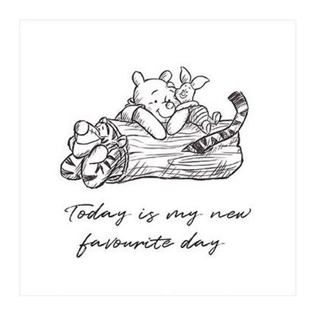 Disney Winnie Puuh Today Is My New Favorite Day Print in Weiß/Schwarz, B/H: 30 x 30 cm - Bild 1