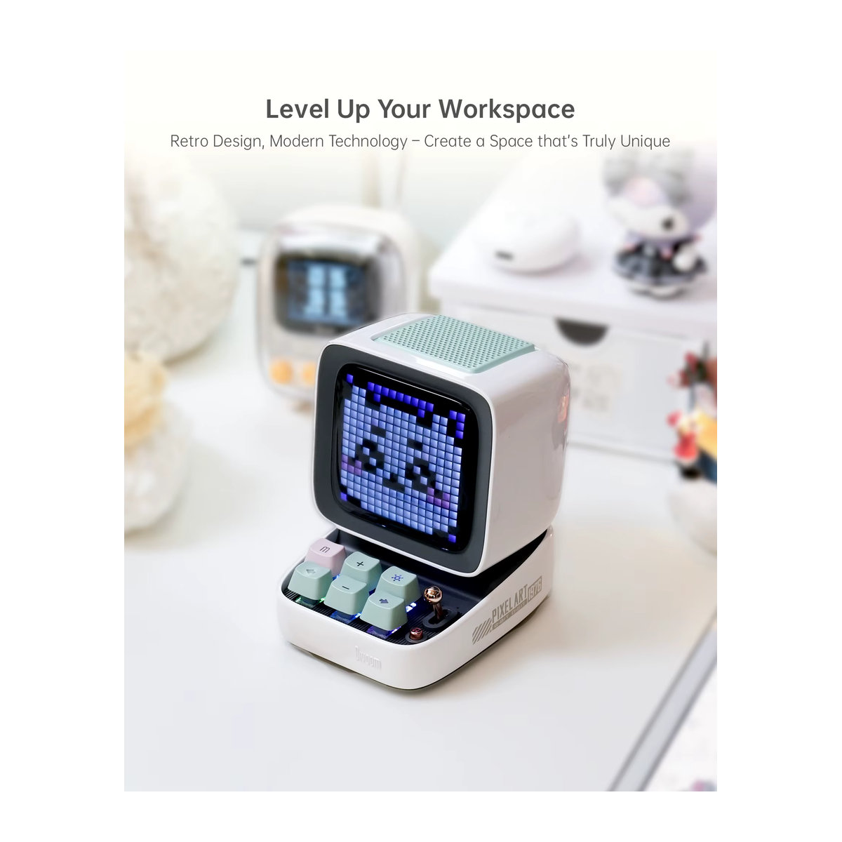 Divoom Ditoo-Pro Bluetooth Lautsprecher mit Retro Pixel Art LED-Anzeige und Wecker in Rosa - Bild 4