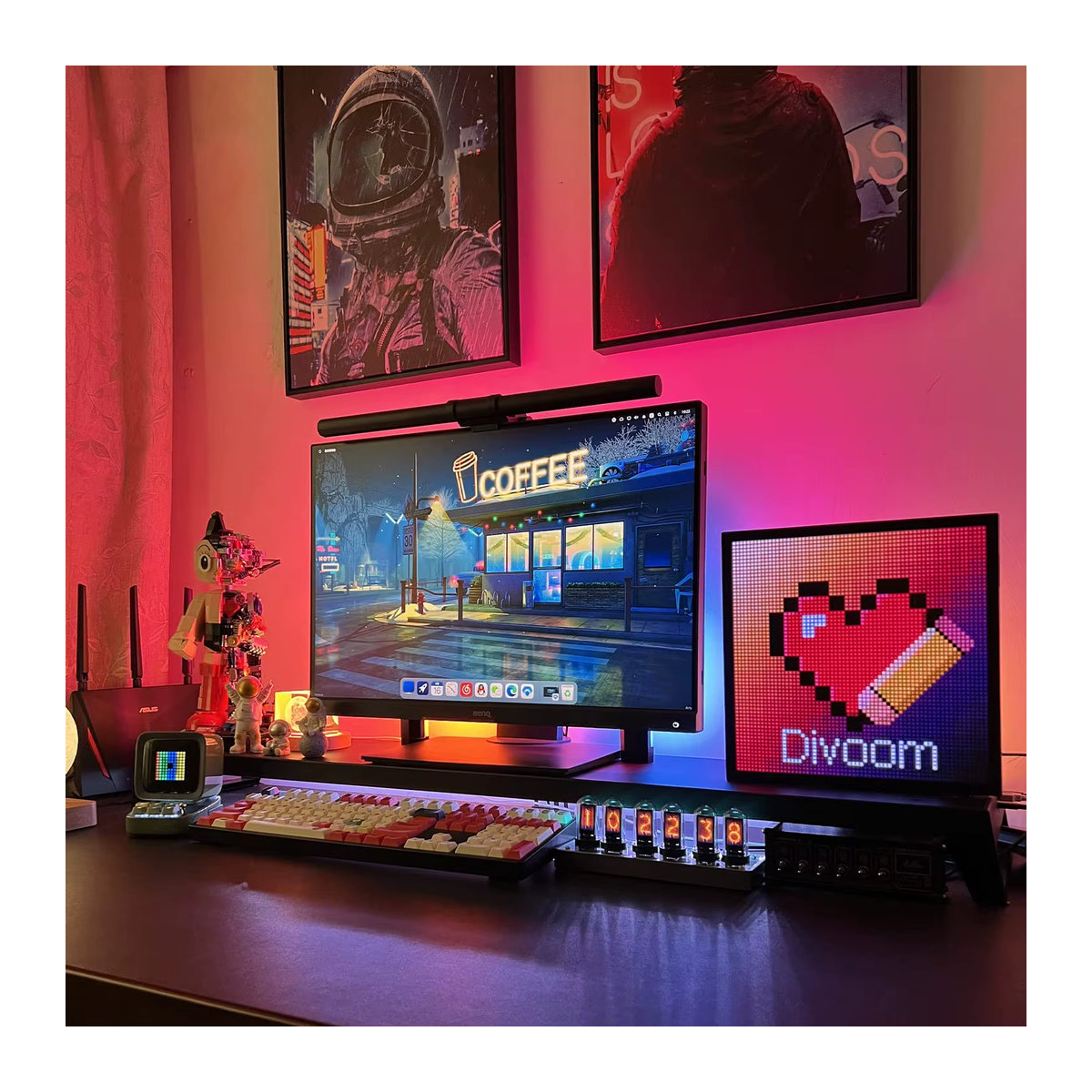 Divoom Pixoo 64 Digitaler LED Bilderrahmen mit 64x64 Pixeln, Schwarzes Elektronisches Display Board für moderne Kunst und Wandmontage - Bild 3
