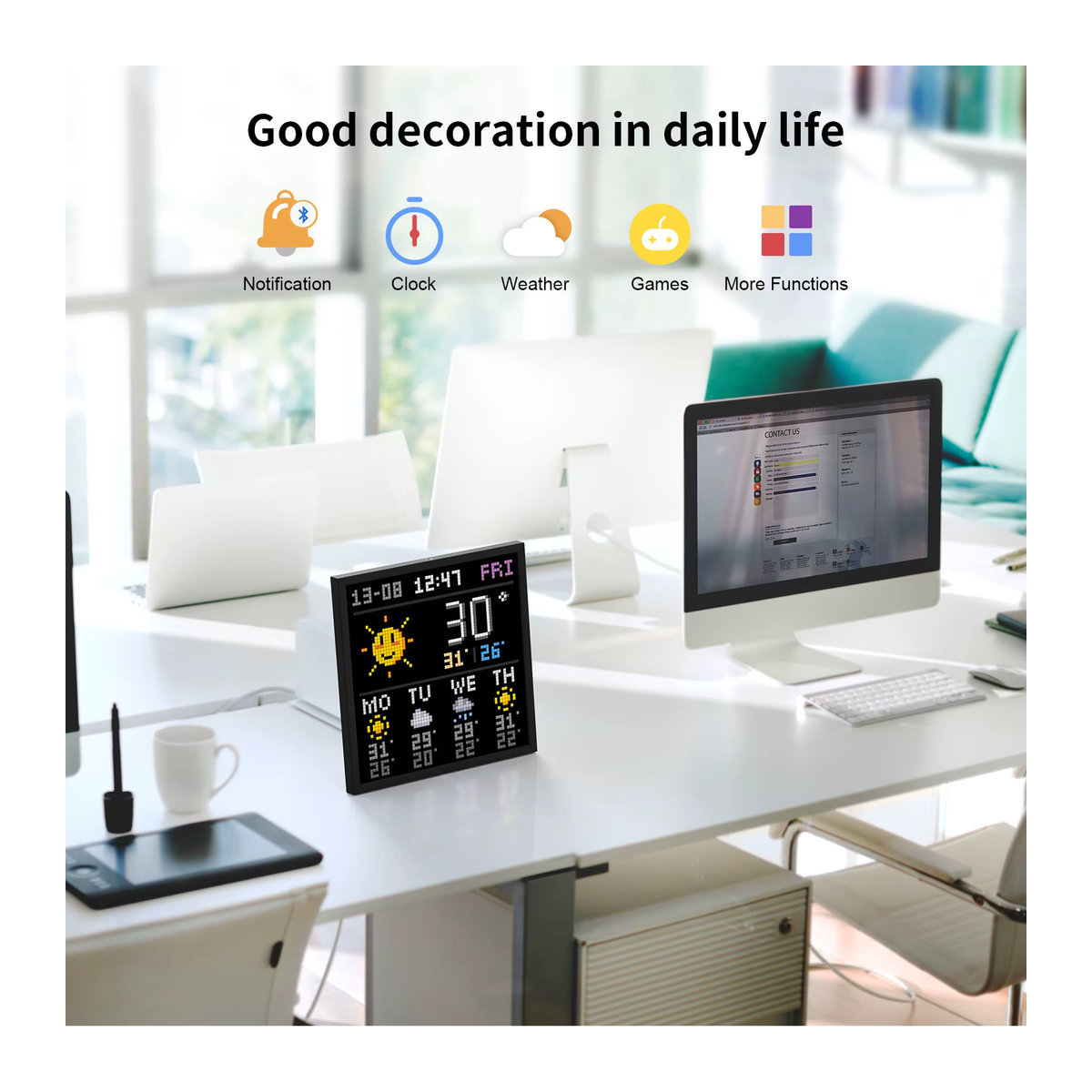 Divoom Pixoo 64 Digitaler LED Bilderrahmen mit 64x64 Pixeln, Schwarzes Elektronisches Display Board für moderne Kunst und Wandmontage - Bild 4