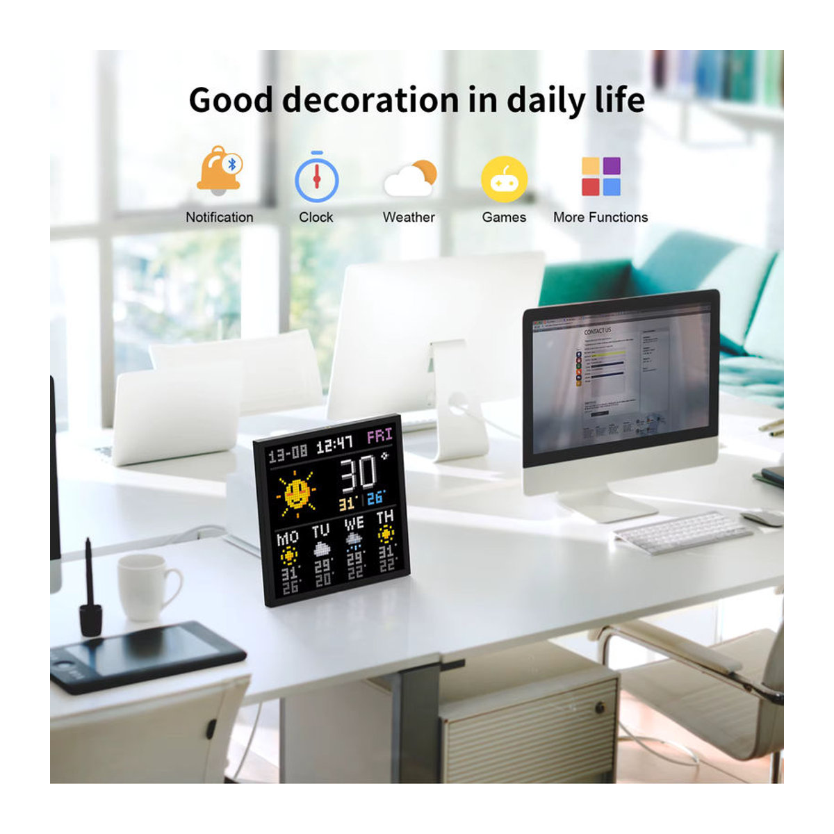 Divoom Pixoo 64 WiFi Pixel Art Display Schwarz – Digitaler Bilderrahmen mit App-Steuerung und 64x64 LED Panel für moderne Dekoration - Bild 3