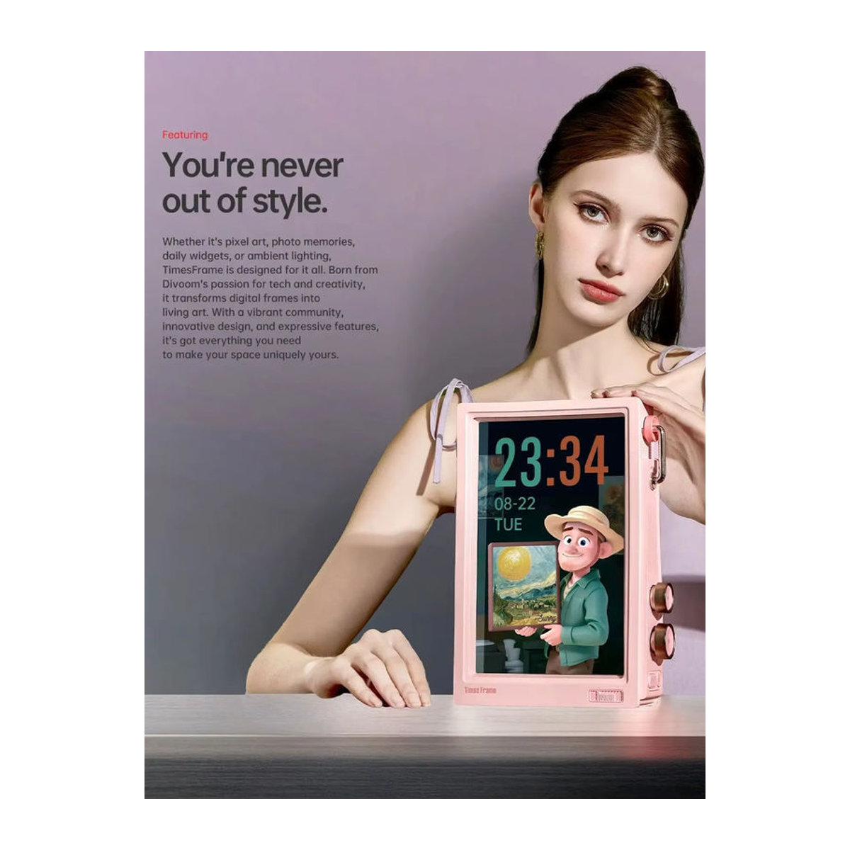 Divoom Times Frame 10,1 Zoll WiFi-Pixel-Display als Smart Home Schreibtischdeko mit DIY-Uhr, Krypto- und Stock-Ticker sowie Wetter- und Kalenderfunktion in Schwarz oder Weiß - Bild 7