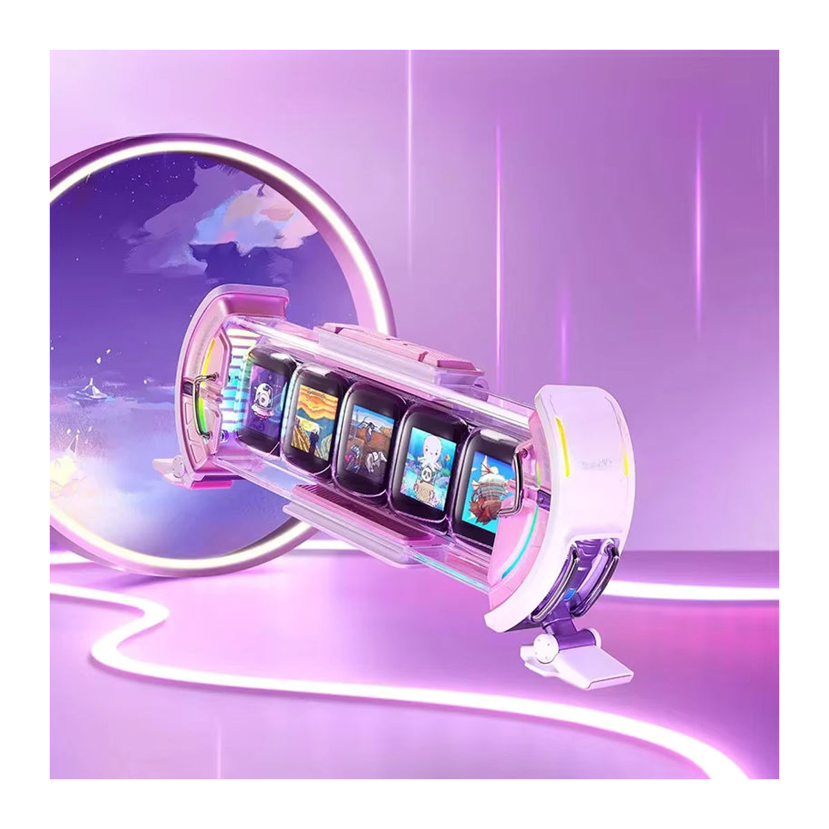 Divoom Times Gate Digitale Gaming-Uhr in Pink mit App-Steuerung für Wettervorhersage und Börsenkurse - Bild 6