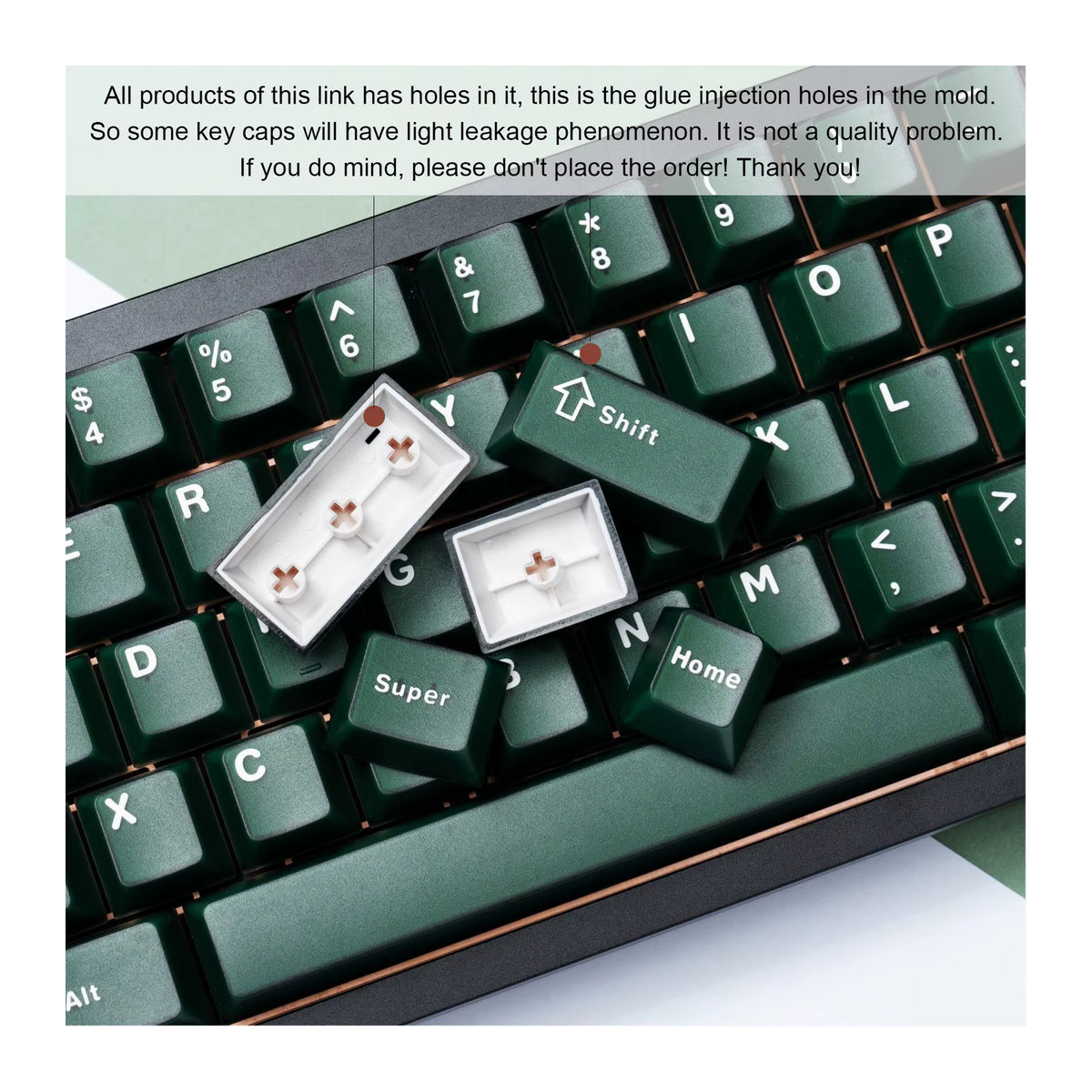 DIXSG 114-Tasten Tastenkappen Set in Smaragdgrün, halbtransparente Double Shot ABS Tastenkappen mit Kirschprofil für Gateron MX Switches - Bild 3
