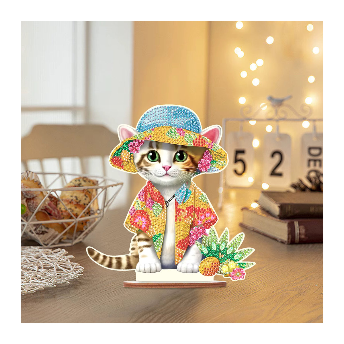 DIY 5D Diamantmalerei Set Katze als Tischdeko in Multicolor - Bild 2