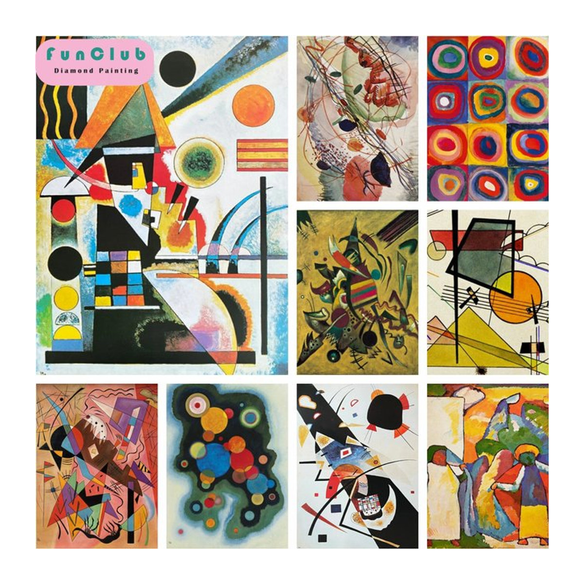DIY Diamant Mosaik Malerei Wassily Kandinsky Abstrakte Kunst Multicolor B/H: 40 x 30 cm - Bild 1