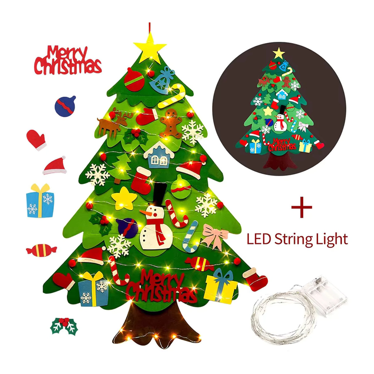 DIY Filz Weihnachtsbaum Set als bunter Wandbehang und Weihnachtsdekoration für Kinder in Multicolor - Bild 2