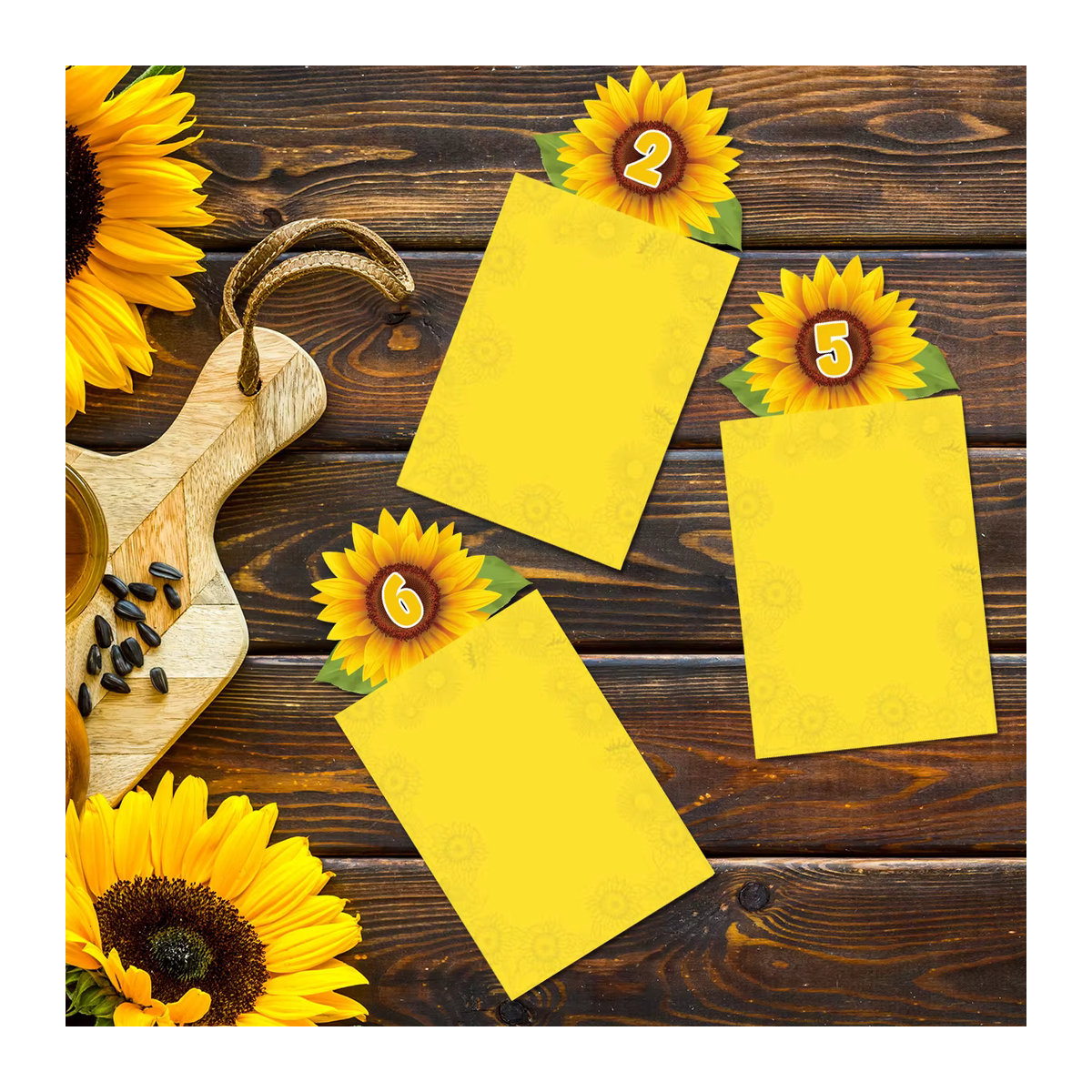 DIY Foto Hintergrund Banner mit Sonnenblumen und Vollmond Motiv für Baby Meidding Party in Gelb aus Papier - Bild 3