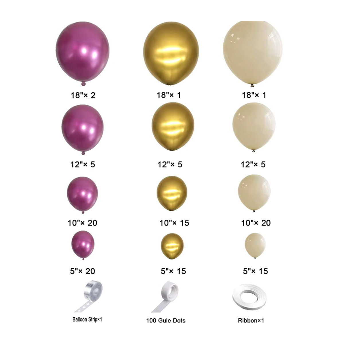 DIY Luftballon Bogen Girlande Kit in Gold, Weiß und Rotgold mit Metallic-Effekt für Hochzeit, Geburtstag und Valentinstag - Bild 2