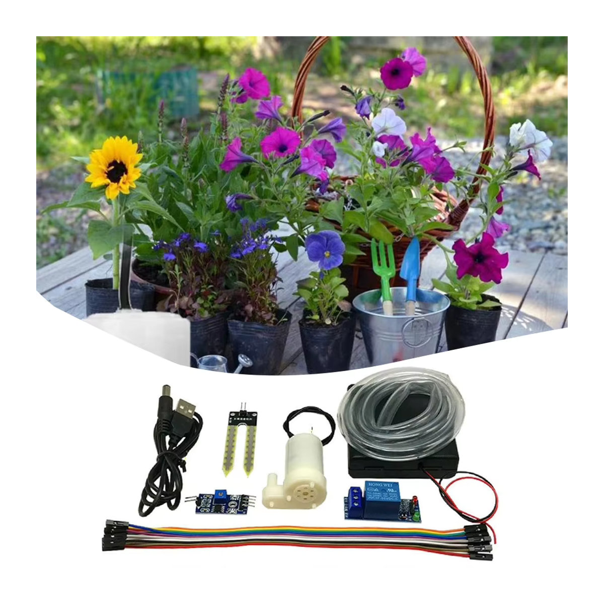 DIY Wasserpumpen Modul Kit zur automatischen Bodenfeuchte Erkennung für Garten-Tropfbewässerungssysteme - Bild 3
