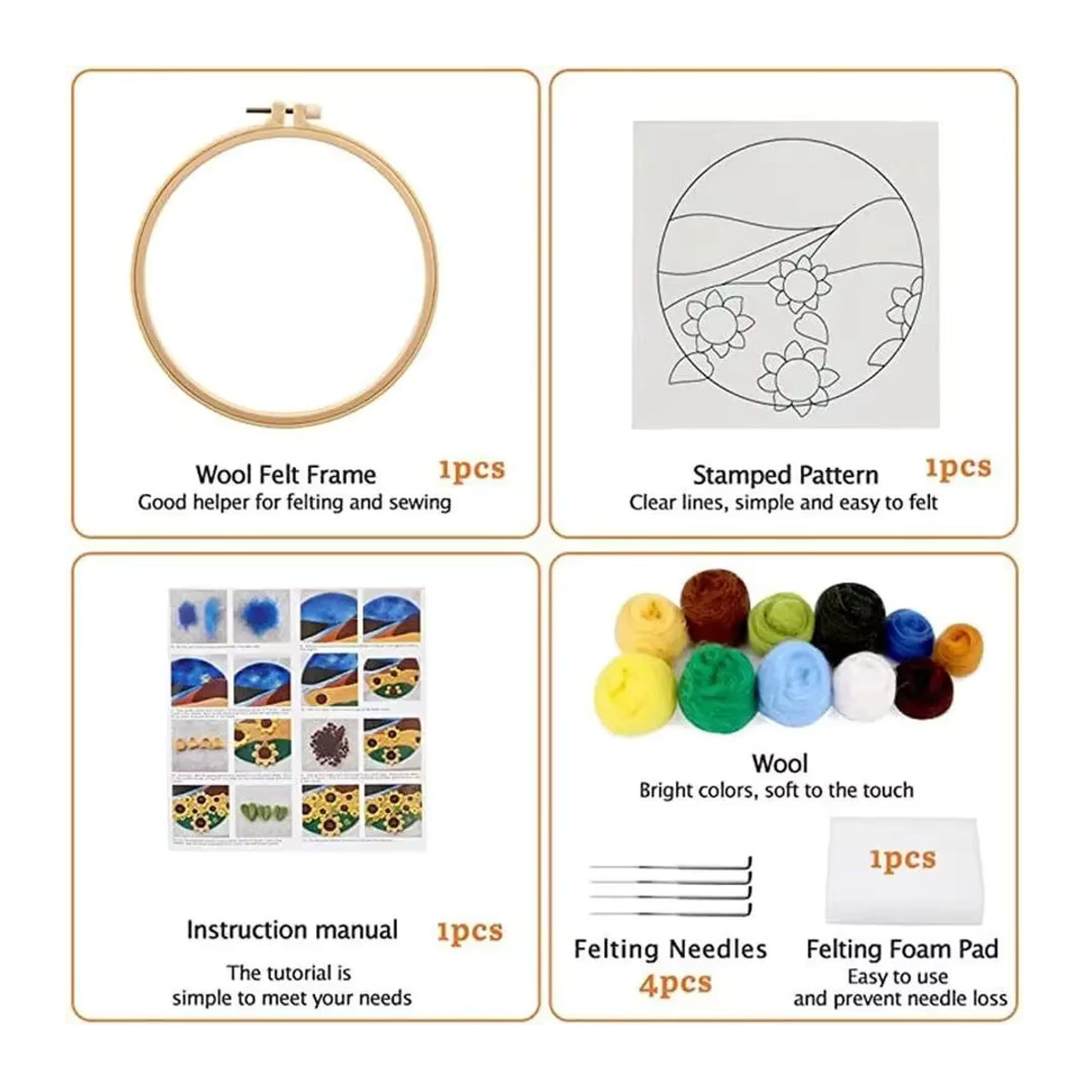 DIY Wolle Filz Malerei Kit Sternenlandschaft mit Rahmen, Multicolor, B/H: 20 x 20 cm - Bild 5