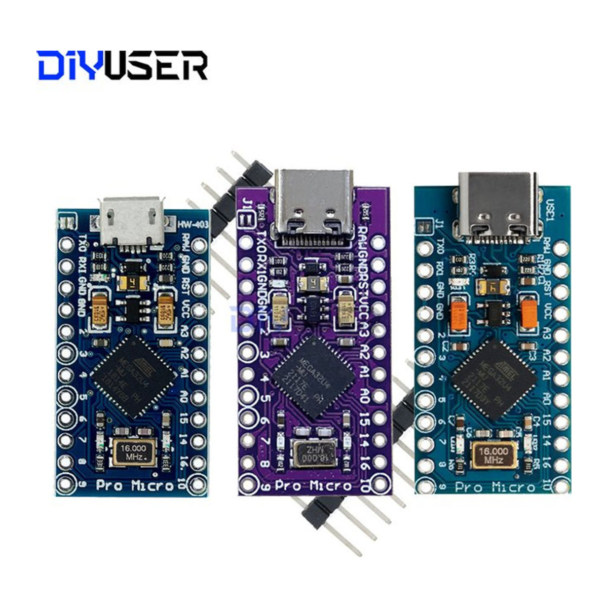 DIYUSER ATMEGA32U4 Modul Pro-Micro Ersatz Board mit USB Type-C, 5V, 16MHz, Blau - Bild 1