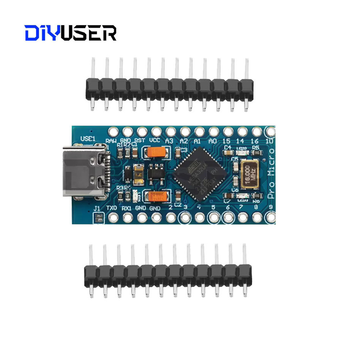 DIYUSER ATMEGA32U4 Modul Pro-Micro Ersatz Board mit USB Type-C, 5V, 16MHz, Blau - Bild 4