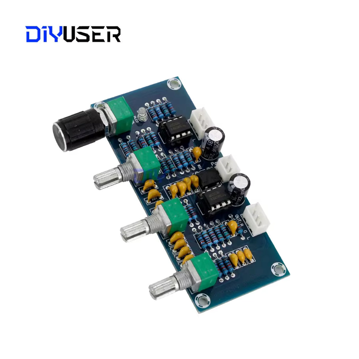 DIYUSER XH-A901 NE5532 Tone Board Vorverstärker mit Höhen Bass und Lautstärke Einstellung in Blau - Bild 4