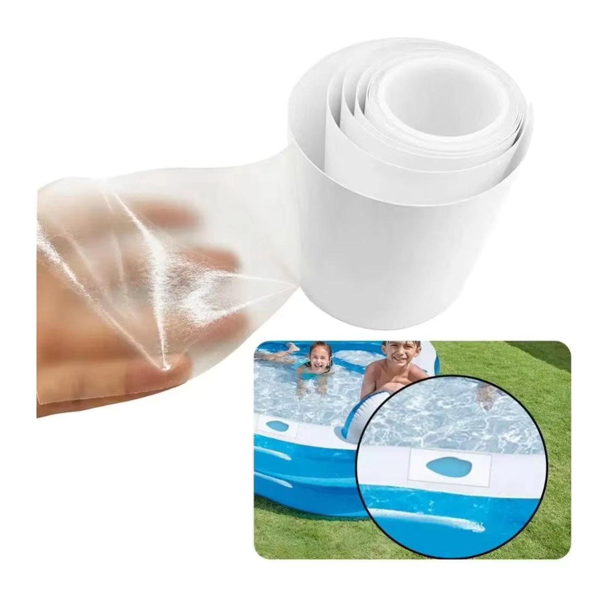 DIZETION Reparaturflicken-Set aus transparentem TPU-Klebeband für aufblasbares Spielzeug, Schwimmbad und Luftmatratzen - Bild 2