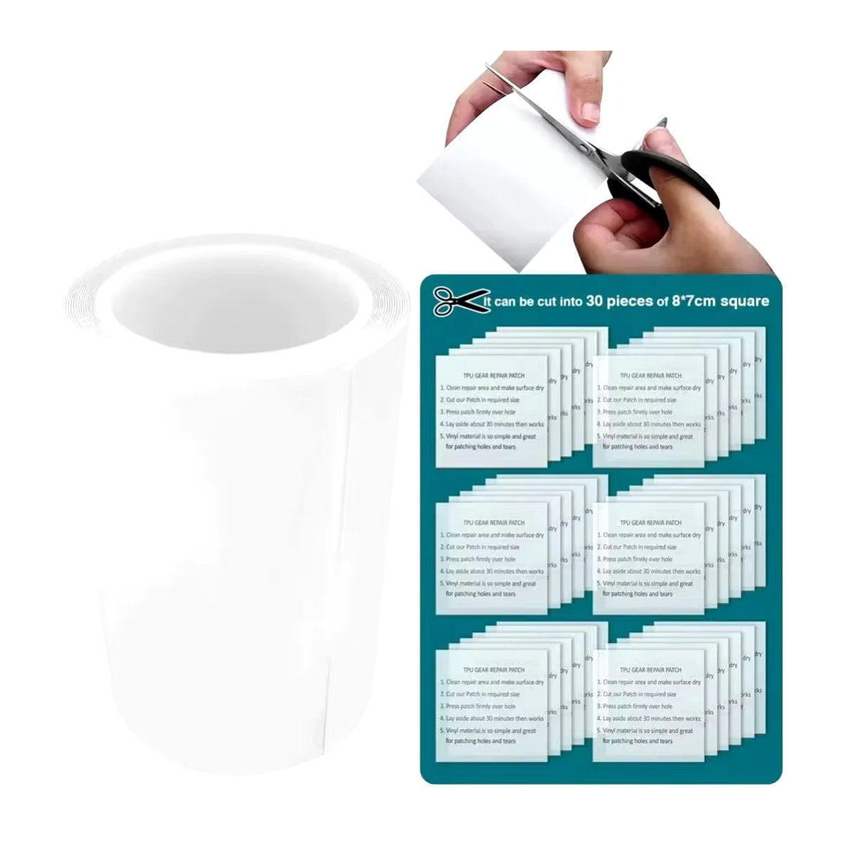 DIZETION Reparaturflicken-Set aus transparentem TPU-Klebeband für aufblasbares Spielzeug, Schwimmbad und Luftmatratzen - Bild 6