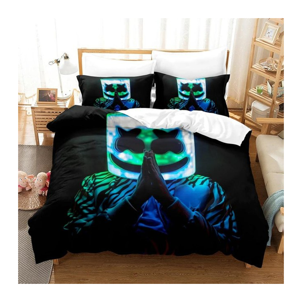 DJ Marshmello 3D-Druck Bettwäsche-Set Multicolor, Einzelbett B/H: 135 x 200 cm - Bild 1