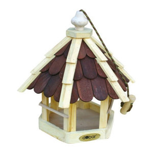 dobar Futterhaus für Wildvögel aus Kiefernholz mit lasierten Holzschindeln in Natur/Braun inkl. Kordel
